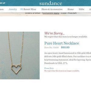 Sundance Catalog Pure Heart Necklace